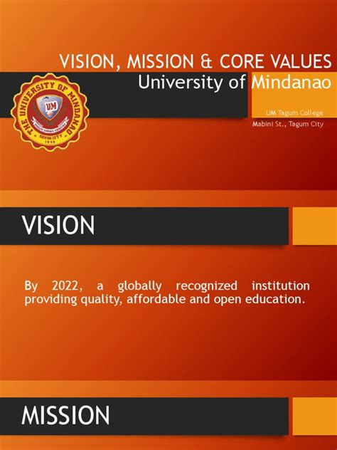 Vision Mission and Values – UM TAGUM COLLEGE .